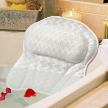 Bath Pillow with Ergonomic Neck and Back Support, Luxury 4D Mesh Bathtub Pillow with 6 Suction Cups