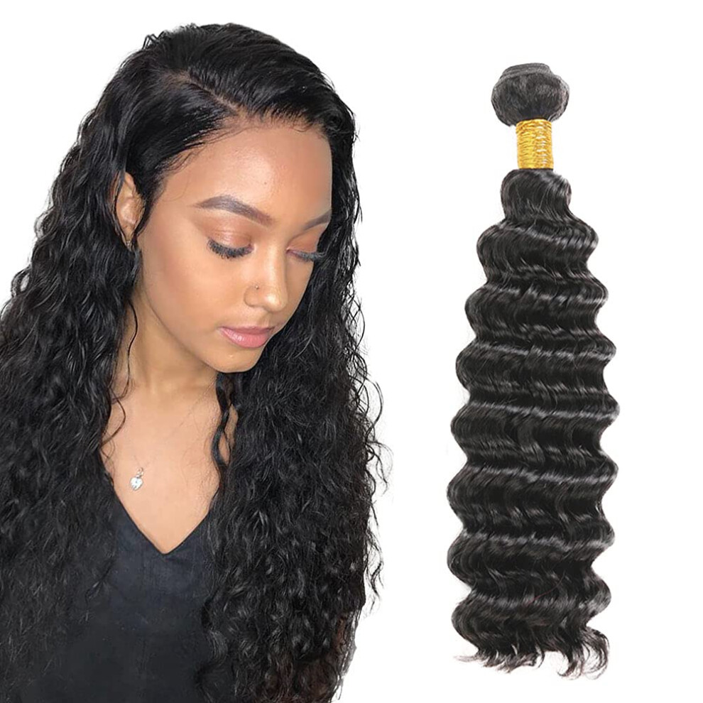 Unisex 22 Inch Brazilian Deep Wave Human Hair Bundles Unprocessed Remy Double Weft Wet And Wavy