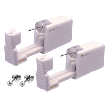 2 Pack Self Ear Piercing Kit with Studs, Disposable Ear Piercing Gun for Earlobe Home Use (Silver)