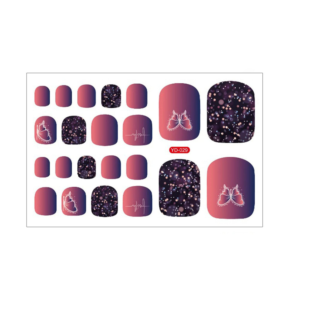 Toe Nail Wraps Self Adhesive Nail Stickers DIY Pedicure Waterproof Polish Strips 1Pcs