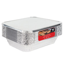 Stock Your Home 9x13 Pans with Lids (10 Pack) - Aluminum Foil Pans compatible with Steam Table - Disposable Deep Tray for Cooking, Storage, BBQ