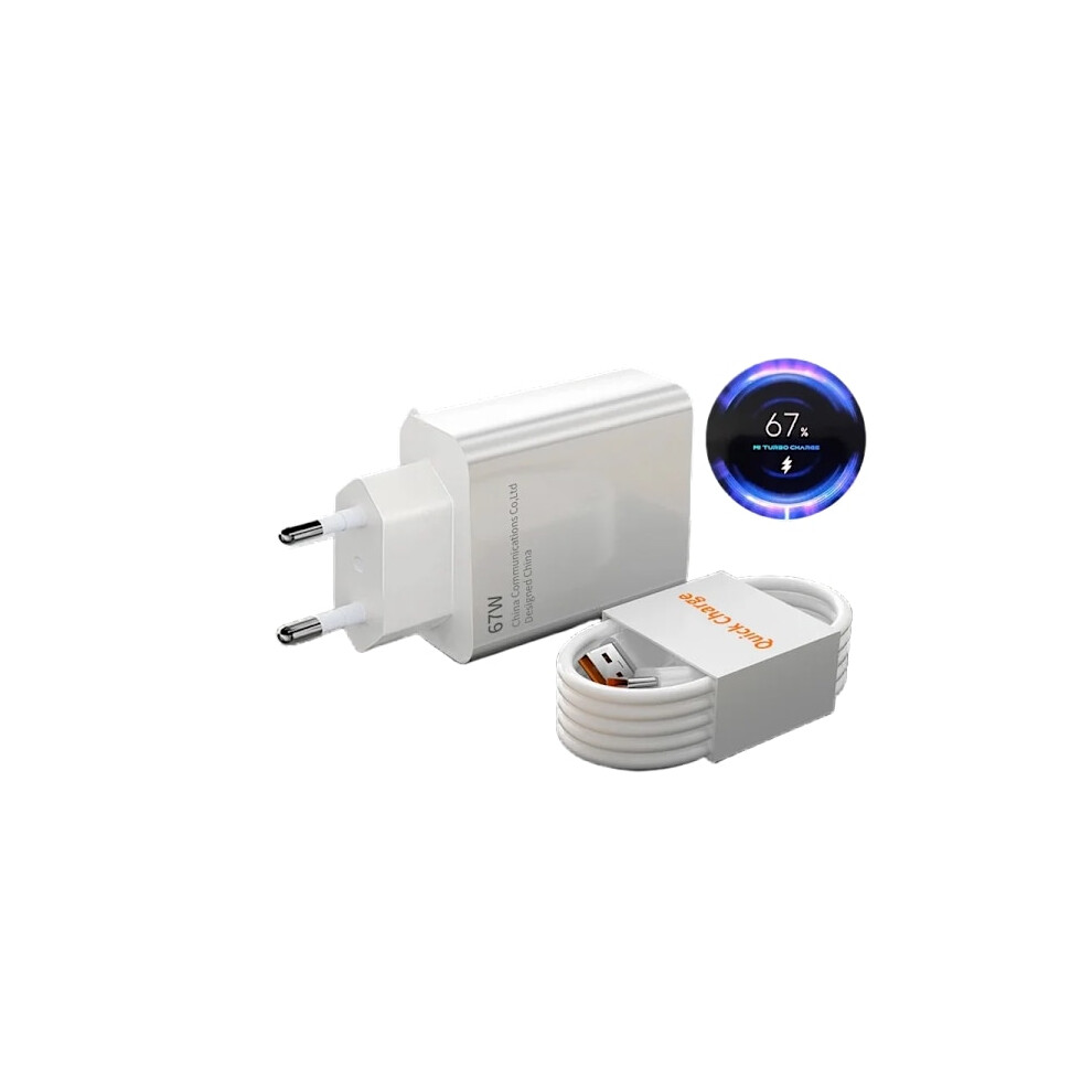 Xiaomi 67W Usb Super Fast Charger With 6A Type-C Cable, 1M, Compatible With Xiaomi, Samsung, Huawei - Eu Plug 9322103777681