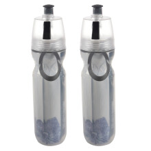 2x Geïsoleerde waterflessen met mistfunctie, dubbellaags, ijskoude fles, sportief en outdoor drinkfles, zwart