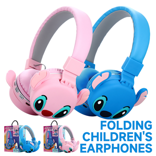 Ασύρματα ακουστικά Lilo & Stitch για παιδιά με Bluetooth, μαλακά μαξιλαράκια αυτιών, μπλε 1