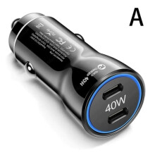 Chargeur rapide USB-C pour voiture 40 W 3.0PD, adaptateur allume-cigare Type C compatible iPhone, noir, 1 pièce - WELLNGS