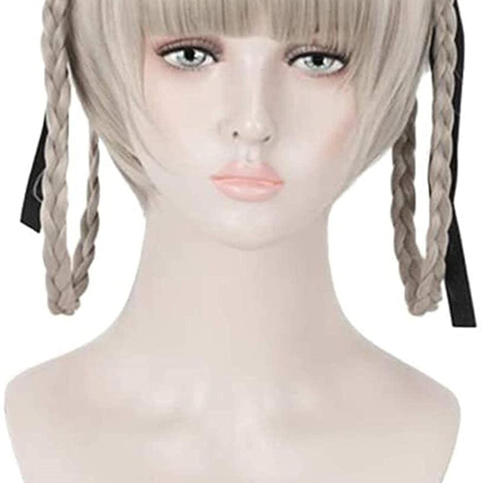 Unisex Silver Kirari Momobami Cosplay Wig Braided Synthetic Hair Heat Resistant With Adjustable Cap