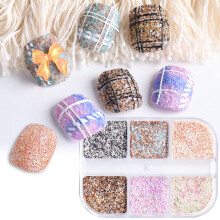 6 Colors 3D Winter Nail Art Powder Woolen Textured Acrylic Dip Powder Sugar Glitter for DIY Nails