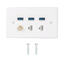 Placă de perete pentru HDMI coaxial, nou port modular de perete HDMI Keystone și coaxial Keystone cu porturi USB Ethernet, ideal pentru conexiune