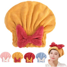 Super saugfähiges Mikrofaser-Haarhandtuch mit Schleife, Plopping-Handtuch für lockiges und langes Haar – Gelb