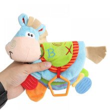 Chocalho e mordedor de pelúcia Prettyui para bebês, brinquedo fofo de burro, livro de pano, brinquedo educativo para crianças pequenas.