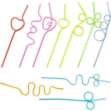 Happon 50 Pcs Crazy Silly Straws for Kids, Reusable Colorful Fun Twists & Loops - Party, Carnival Supplies (Colorful)