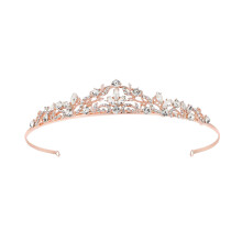 Minkissy Glitzerkrone Strass-Haarreif Tiara Kopfschmuck für Braut Hochzeit Geburtstagsparty (Roségold)