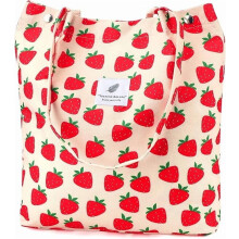 Ayieyill Corduroy Tote Bag voor Dames en Meisjes, Canvas Schoudertas met Binnenvak (Aardbei)