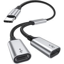 Adaptador USB-C para USB-C fêmea duplo, 2 portas, não serve para monitor e carregamento, incrivelmente durável, encaixe perfeito, alimentação de