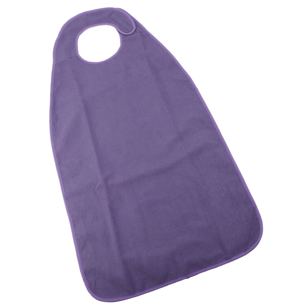 Purple Adult Elderly People Meal Bibs Waterproof Washable Mealtime Protector Disability Aid Apron Cloth With Tape (Purple)
