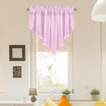 Flash Deals! Nomeni Polyester Curtains Light Pink Curtain Veil Triangle Valance Kitchen Curtain (5124In) D, 1Pc Curtain
