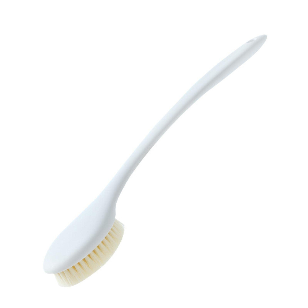 Bath Brush Long Handle Body Scrubber with Soft Nylon Bristles for Gentle Skin Massage White