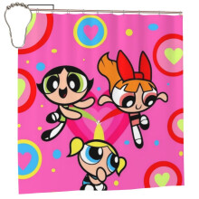 Perdea de duș Fetițele Powerpuff, perdele decorative de baie din țesătură din poliester impermeabil, mărime unică