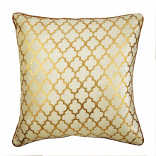 Față de pernă HomeCentric, 14x14inch (35x35cm), catifea, husă de pernă pentru canapea, culoare fildeș, imprimare aurie, model marocan, cu