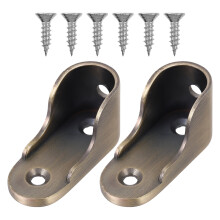 Soporte de tubo para armario con base de varilla pasante, soporte para estante de tubo, soporte para cortina de ducha (2 piezas)