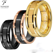 Fáinne Banna Pósta Clasaiceach Carbaíde Tungstan Tioneer Fir 8mm le Patrún Brící, Críoch Scuabtha, Greanta Is Breá Liom Tú 8mm