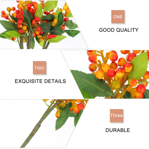 Guangmc 3pcs Artificial Berries Stems Orange 1