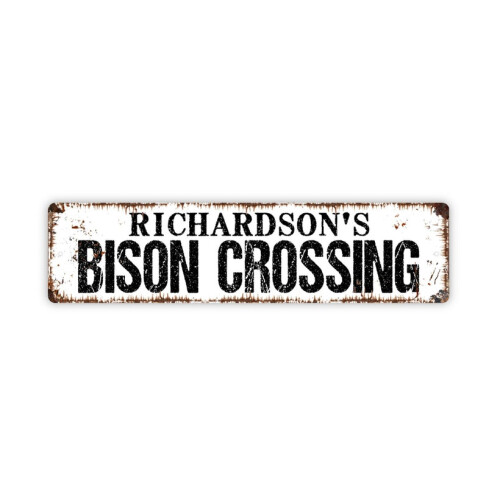 Πινακίδα Bison Crossing Μεταλλική πινακίδα Buffalo Ρουστίκ πινακίδα δρόμου ή πινακίδα