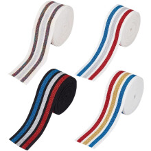 4 colores, 12 m de cinta elástica a rayas, 40 mm, cinta brillante para costura, cinturillas, pantalones, disfraces, proyectos de bricolaje,