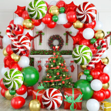 Kit de Guirlanda de Balões de Natal com 140 peças - Conjunto de Guirlanda Floral Vermelha e Verde, compatível com decorações de Natal, Ano Novo