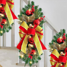 Coronițe de Crăciun fără fir, preluminate, pentru scări, pentru ușa din față, ornamente de perete și fereastră, pentru decor de Crăciun