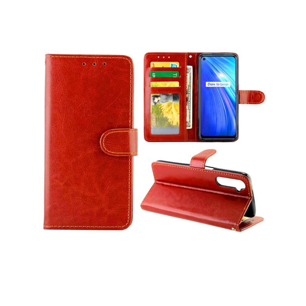 Flip Case For Compatible With Realme 6 Shockproof Magnetic Closure Pu Leather Card Holder Kickstand 9433291481967