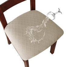 Waterproof Seat Covers for Dining Room Jacquard Chairs Covers Removable Dining Kitchen Chair Cover(Set of 6,Beige)