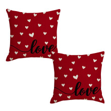 Conjunto de 2 capas de almofada para o Dia dos Namorados, 45x45cm, com decoração de corações brancos e vermelhos. Ideal para sofá e poltrona.