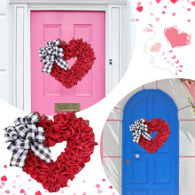 Giyblacko Türhänger, dekorativer Stoff für vor die Tür, Valentinstag-Kranz, Herz-Wandbehang, Festtagsdekoration