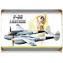 P-38Bikini Retro Pin-up Girl MetallskyltarPlåtskylt Väggdekor i lantlig stil Storlek: 20x30 cm