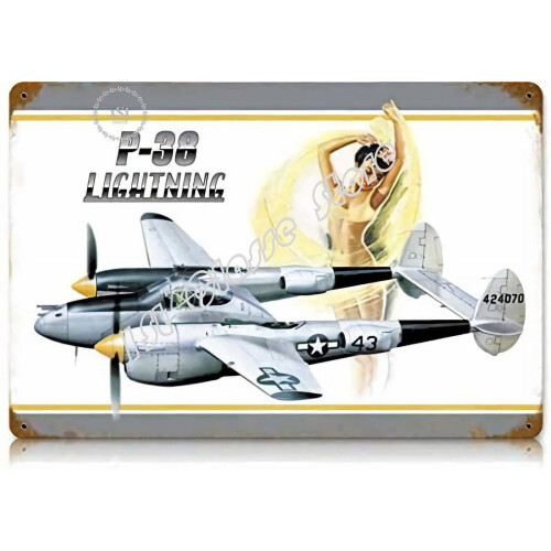 P-38Μπικίνι Ρετρό Μεταλλικές Πινακίδες Pin-Up GirlΤσιμεντένια ΠινακίδαΔιακόσμηση