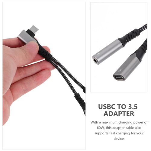 USB-C splitter naar audio-aansluiting hoofdtelefoonadapter snellader voor de computer 2