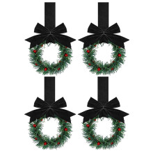 Dalrosia4PCS Julkransar med rutig rosett, kompatibel med kök, fönster, inomhus-, utomhus- och juldekorationer