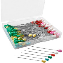 140 piezas de alfileres para ramilletes, alfileres largos con cabeza de perla en forma de lágrima, alfileres rectos para joyería DIY, costura,