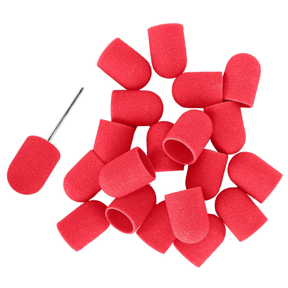 Nail Drill Bits Set with 16x25mm Sanding Caps for Fast Manicure Pedicure Acrylic Gel Grinding
