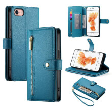 Flip-cover til kompatibel med iPhone 6, multifunktionelle kortholdere, pungrum, støtteben, håndledsrem