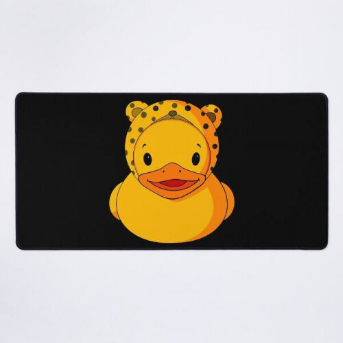 En NY Leopard Hat Rubber Duck skrivebordsmåtte