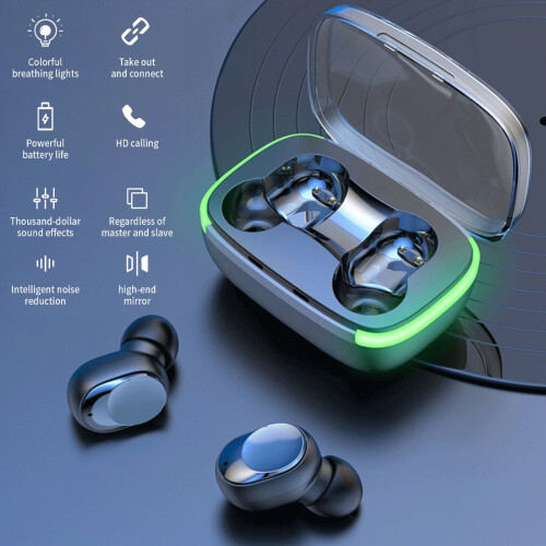 Ασύρματα ακουστικά Bluetooth 5.1 με φως αναπνοής Y06, ακουστικά InEar για αθλητικά smartphone,