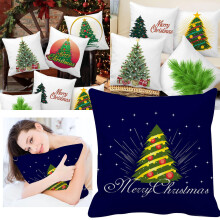 Capa de almofada com estampa de árvore de Natal, capa de almofada com alfabeto natalino
