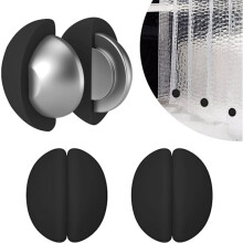 Stainless Steel Shower Curtain Magnets, Silicone Wrapped Heavy Duty Strong Magnets, 3 Pairs (6pcs) Black - Compatible with Standard Shower Liners