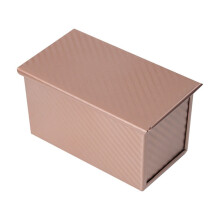Carbon Steel Non-Stick Corrugated Bread Mold with Lid - Durable, Heat Resistant, Easy Release, Gold Baking Box for Bread, Cakes, Pastries