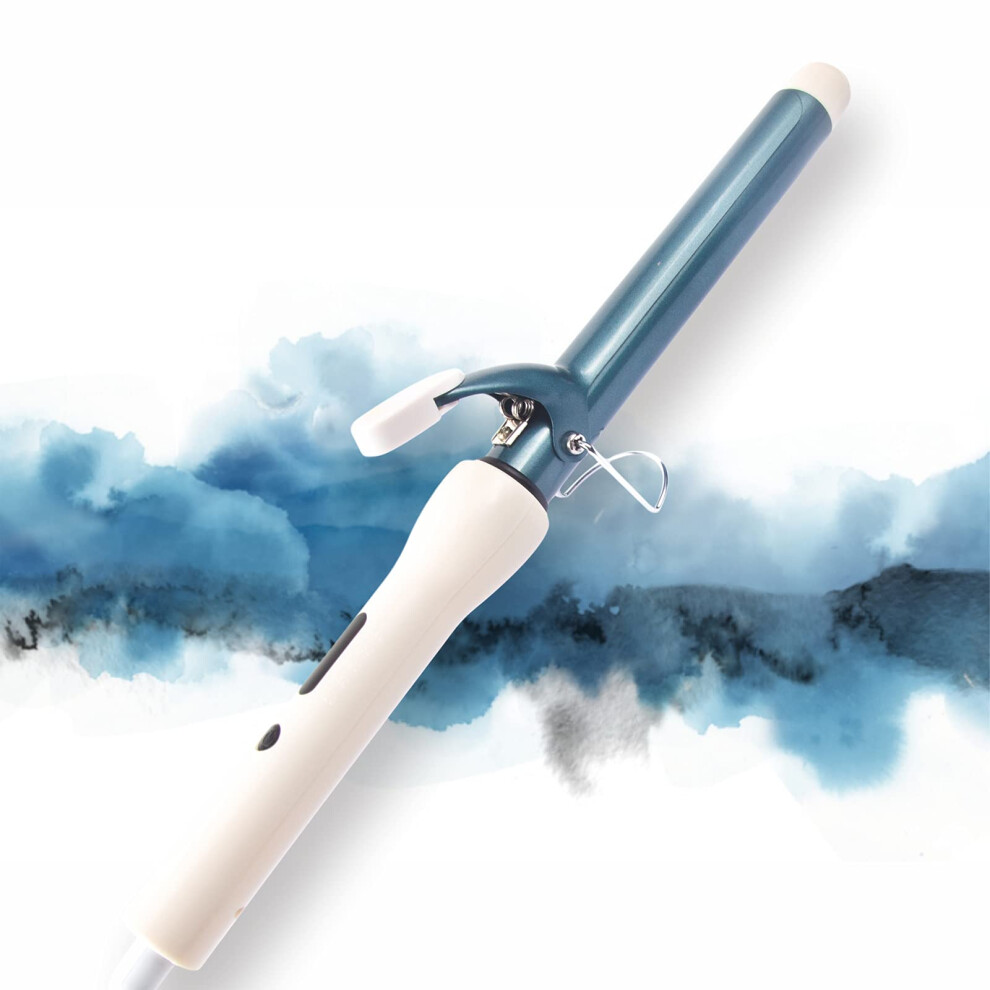 1 Inch Ceramic Tourmaline Curling Iron Wand with Adjustable Temperature and Instant Heat for All Hair Types Blue