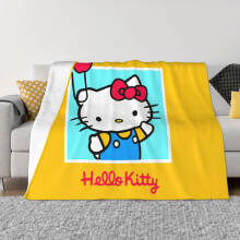 Couverture Hello Kitty en flanelle polaire, jeté de lit ultra doux, confortable et chaud pour canapé, salon et chambre - 152 x 127 cm