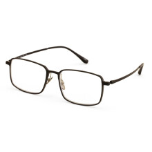 Herre læsebriller i aluminium med optisk stel, bred pasform og titaniumstænger, rektangulært, 144 mm Ti02 +2,25