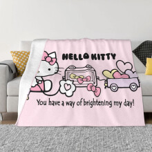 Couverture Hello Kitty en flanelle polaire, jeté de lit ultra doux, confortable et chaud pour canapé, salon et chambre - 102 x 76 cm